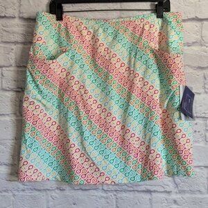 Ibkul Straight Skort XL Ribbon Candy Multicolor NEW Golf Skirt Tennis Preppy UPF